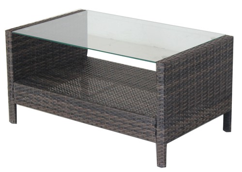 34.6"x 20.5"Patio Rectangle Coffee Table Backyard Garden Balcony Table Glass Top - Picture 8 of 9