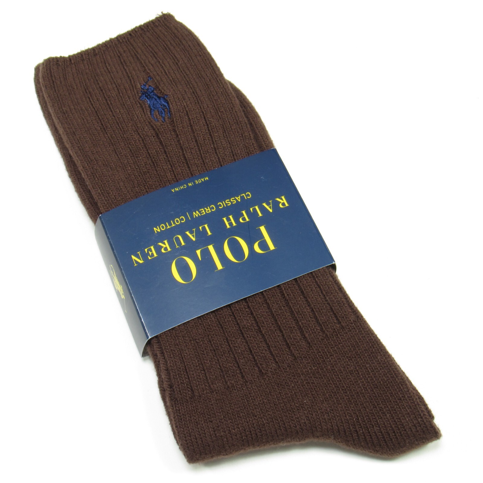 PONY Polo Ralph Lauren Calzini Uomo Classici Crew Marrone Scuro Taglia 10 13