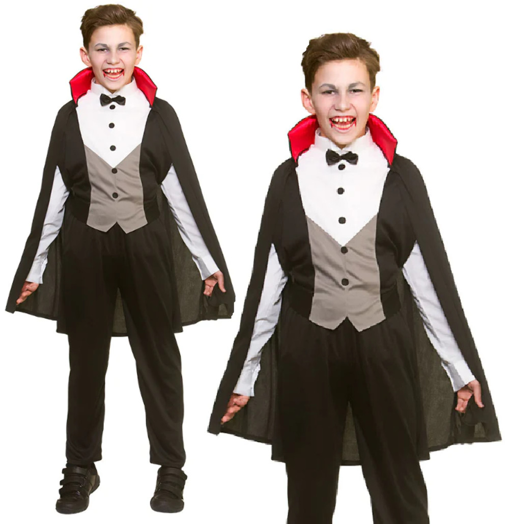 Niños Clásico Disfraz de Vampiro Drácula Vestido Elegante Halloween Horror Niño Conjunto
