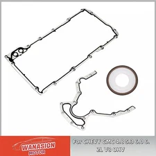 Kit Engine Rear Main Seal & Oil Pan Gasket For CHEVY GMC 4.8 5.3 6.0 6.2L V8 OHV