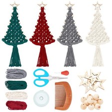 4 Set Christmas Tree Macrame DIY Kit for Beginners Christmas Tree Hanging Orn...