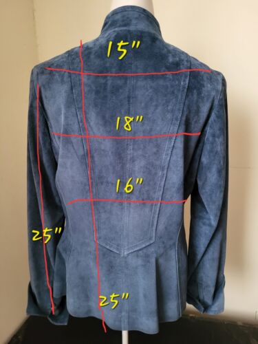 Danier Suede Jacket Women’s XS Blue Genuine Leather Lined Button EUC - Picture 3 of 9