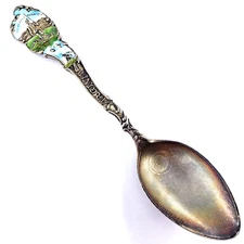 SHEPARD Sterling Silver 5.5" VIRGINIA SIC SEMPER TYRANNIS Vintage Souvenir Spoon