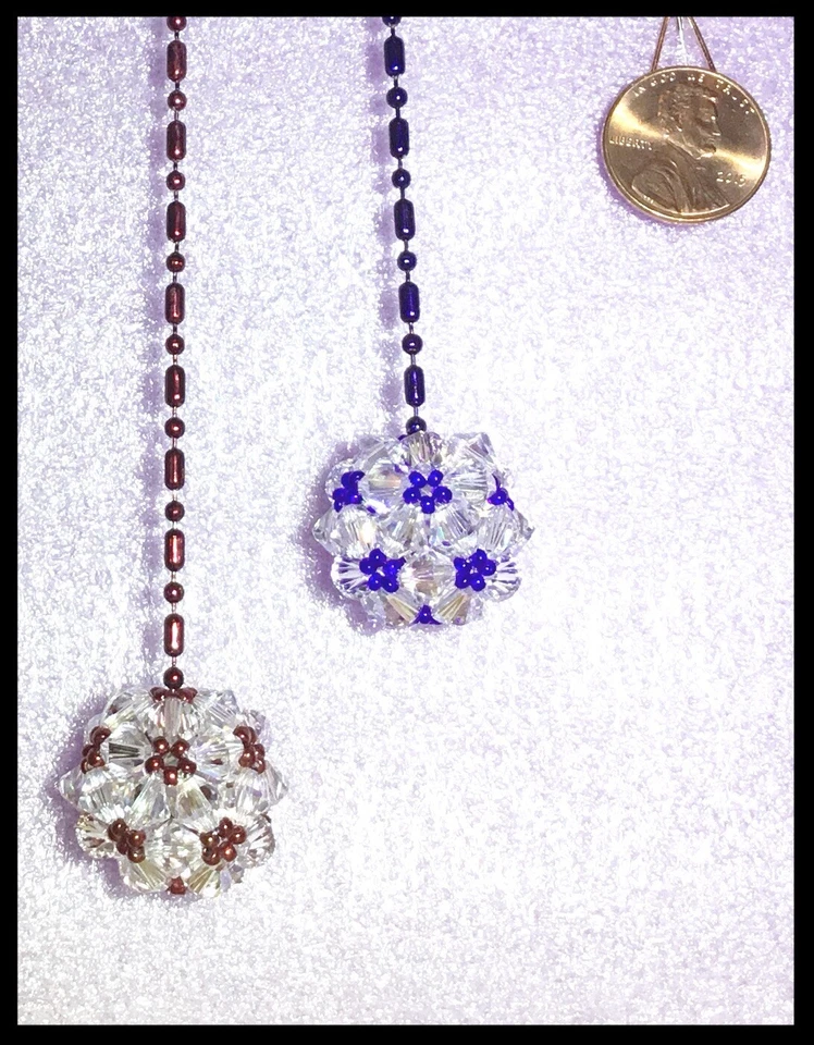 Bola de discoteca artesanal azul granate rojo abanico tirador hecho con cristal de Swarovski Foto 4 de 4