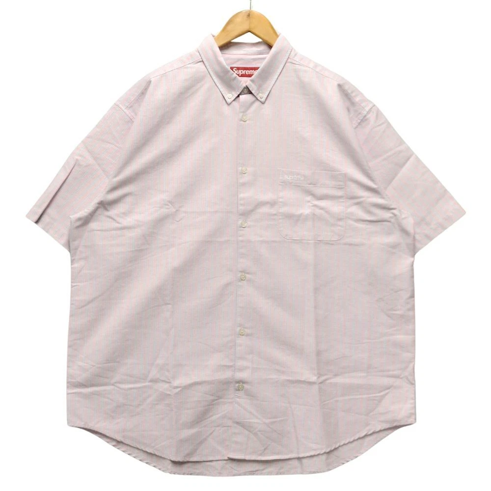 Chemise Oxford S/S coupe ample SUPREME 25SS coton rose XL authentique / 50043