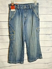 Wrangler Boys Carpenter Jeans Relaxed Fit Medium Denim Blue Wash 8 Husky