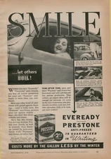 1938 Prestone Anti-Freeze is Guaranteed Smile Eveready Boiled VINTAGE PRINT AD