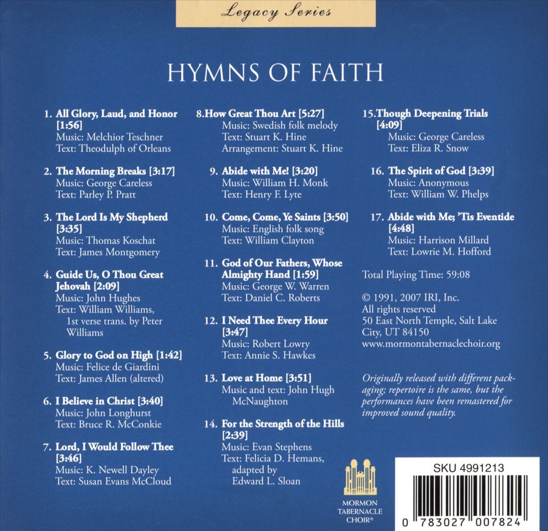 Mormon Tabernacle Choir Legacy Series Hymns of Faith Vol 1 CD