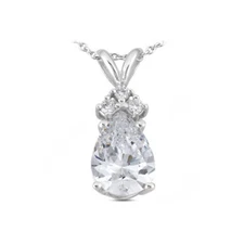 1.12ct H/SI2 Pear Shape Natural Diamonds 18k White Gold Classic Pendant