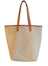 Barena Venezia Xl Vegan Leather Trimmed Wool Tote Handbag Brand New