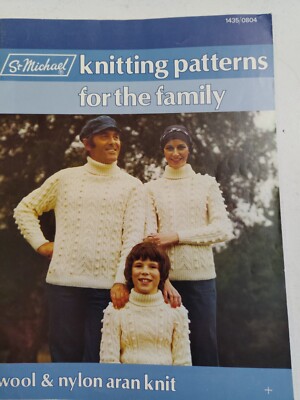 Sweaters Cardigan Booklet Knitting Patterns Family St. Michael Wool Nylon Aran