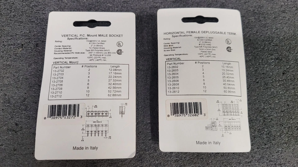 Terminal block 2 position vertical p.c. mount Philmore 1ea 13-2702 and 13-2702 - Image 2 of 2
