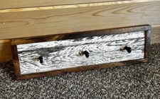 Handmade Reclaimed Barn Board Towel /Coat Rack Iron Rustic Wood Cabin Decor Pine