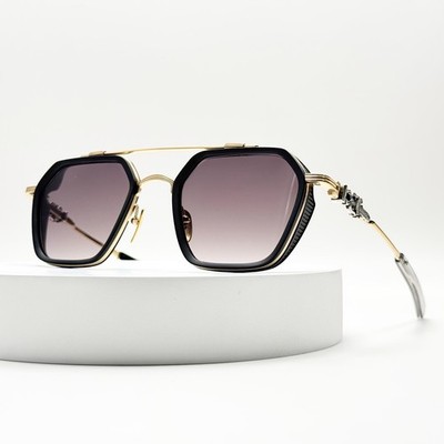 Chrome Hearts HOTATION Sunglasses Black Gold Aviator Gray Gradient Lens