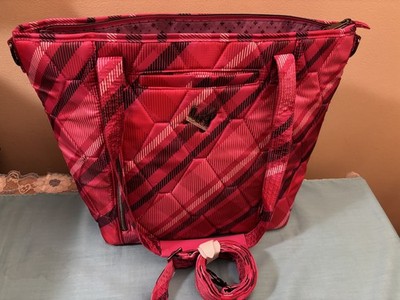 NEW Lug Rally Lg. Tote Bag w/ Crossbody & Shoulder Strap Berry Plaid 16.5'' X 12''