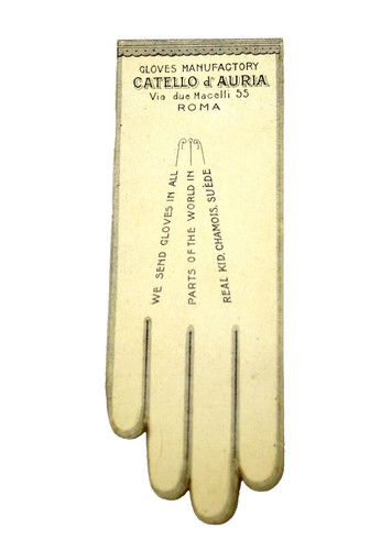 Catello d Auria antique Advertising Card Gloves Kid Chamois Sueded Rome Italy