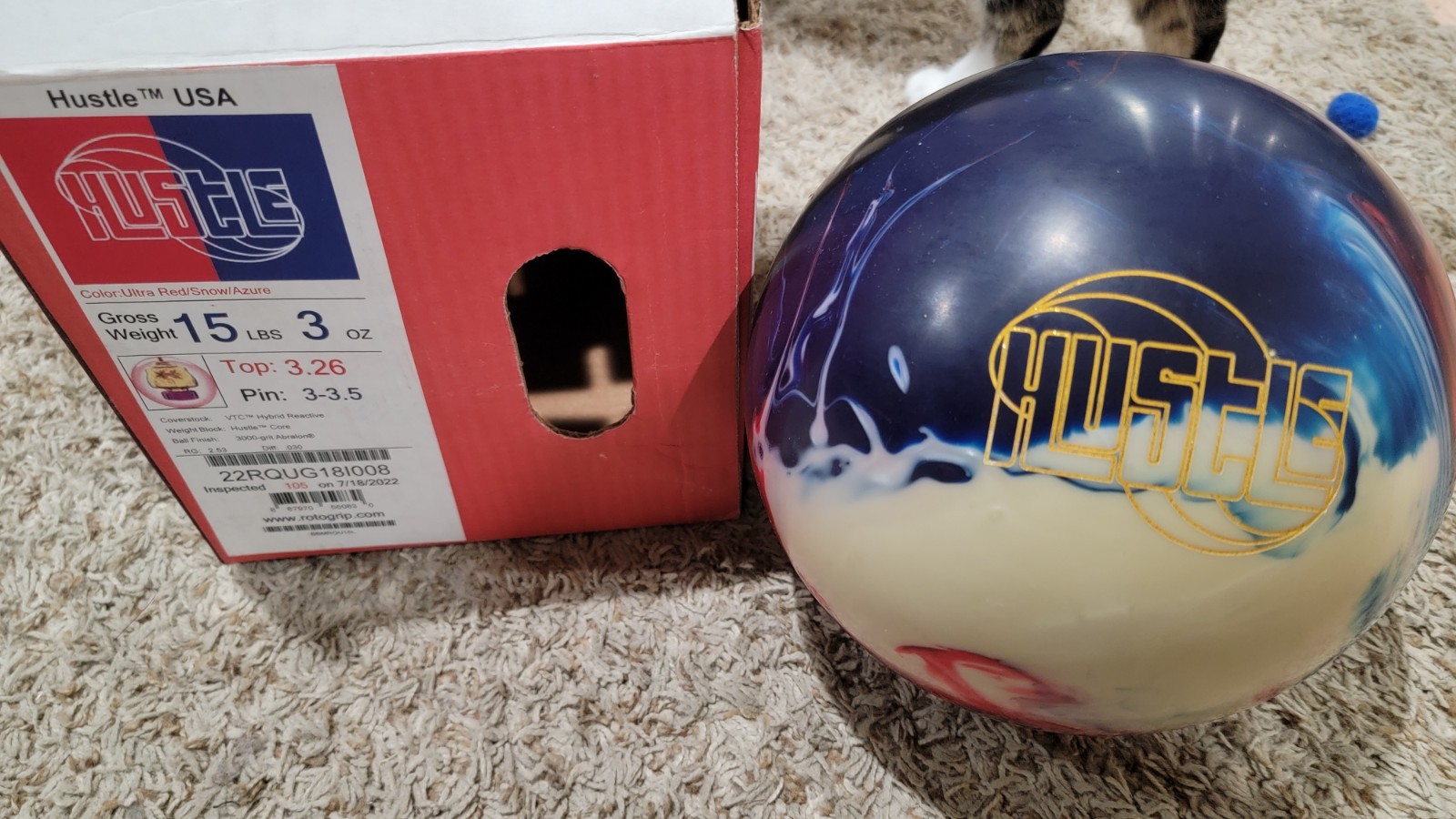 Roto Grip Hustle USA Bowling Ball 1st Quality | 15 Pounds | 