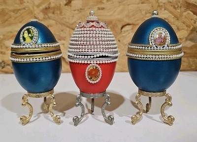 Dekorierte Eier aufklappbare Schmuckschatulle Schatulle Kunsthandwerk 3er Set