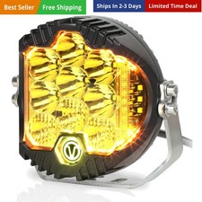 7 Inch 90w Amber Yellow Led Offroad Light With Drl 8000lm Waterproof Driving...