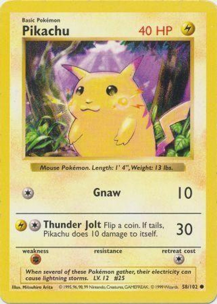 Pokemon Pikachu 058/102 Base Set (Shadowless) PSA 9 EN