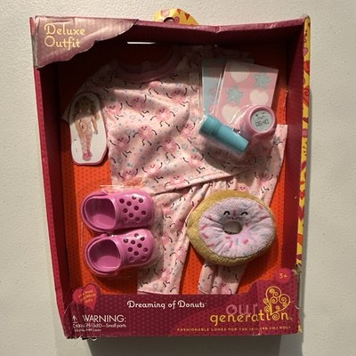Our Generation Dreaming of Donuts Deluxe Sleepwear Outfit Pink for 18'' Doll