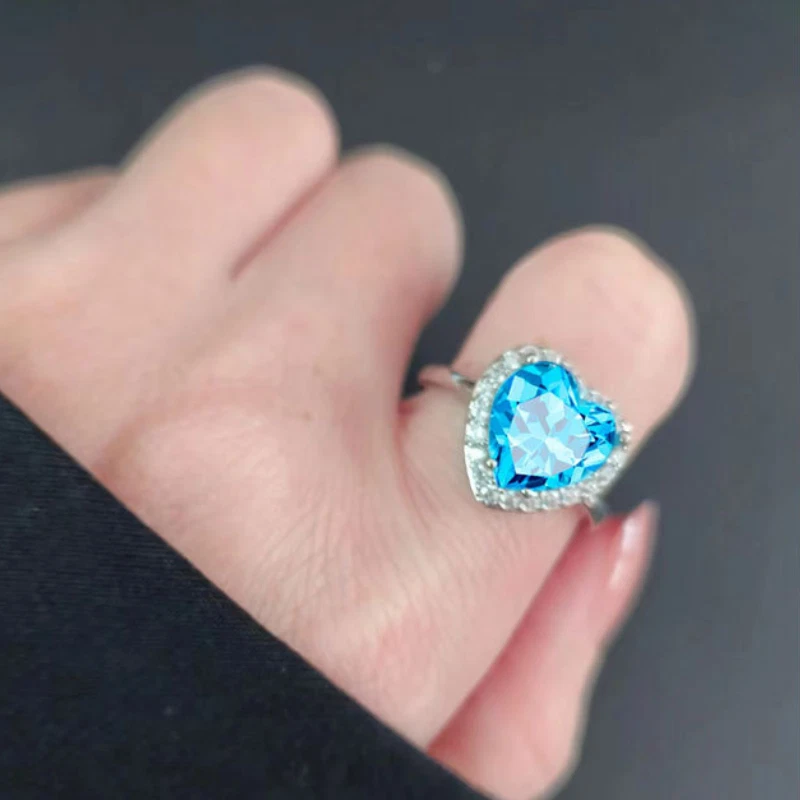 Verlobungsring Damen Ring 925 Silber plattiert Zirkonia Herz Form Edelstein - Bild 4 von 4