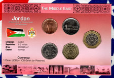 Littleton World Coin Set Jordan UNC 1/2,1/4  Dinar 5,10 Piastres 2008 Qirsh 2000