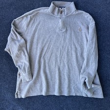 Polo Ralph Lauren Pullover Sweater Mens 2XL Gray Estate Rib Quarter Zip Pony
