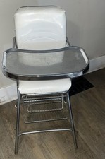 VTG 60s MCM ATOMIC PETERSON/COSCO VINYL&CHROME FOLDING METAL TRAY BABY HIGHCHAIR