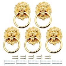 5pcs Drawer Lion Head Pull Handle Knob Dresser Cabinet Pull Ring 1.97x3.54inc...