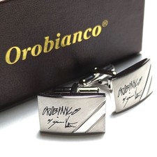 Oac140 Orobianco Cufflinks Silver Square Logo Made In Italy
