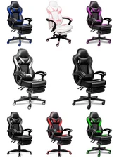 ELECWISH Gaming Chair Leather PU Office Chair Recliner Swivel Seat with Footrest