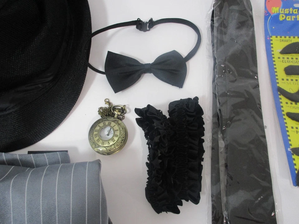 Conjunto de accesorios de disfraz vintage Manhattan para hombre Gatsby sombrero Fedora tirantes Foto 4 de 4