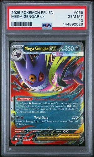 2025 POKEMON PFL EN-PHANTASMAL FLAMES #056 MEGA GENGAR EX PSA 10