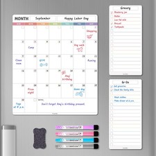 ALEZEL Magnetic Dry Erase Refrigerator Calendar, Vertical 11"x13", black 