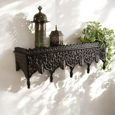 Handmade Wooden Wall Shelf Solid Wood Hand Carved Rustic Floating Shelf