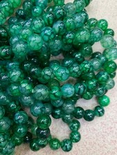 20Pcs Pure Tibetan Green Dragon Vein Agate Dzi 10mm Round Beads Prayer Bracelets