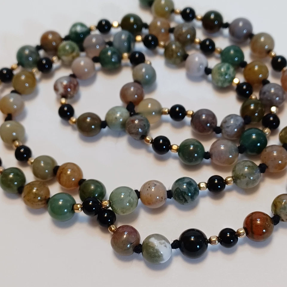 Collar de cuentas de ágata colorido 28" Foto 2 de 4