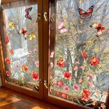 Rote Wildblumen Aufkleber für Frühling Wohndeko Gewerbebereich Dekoration