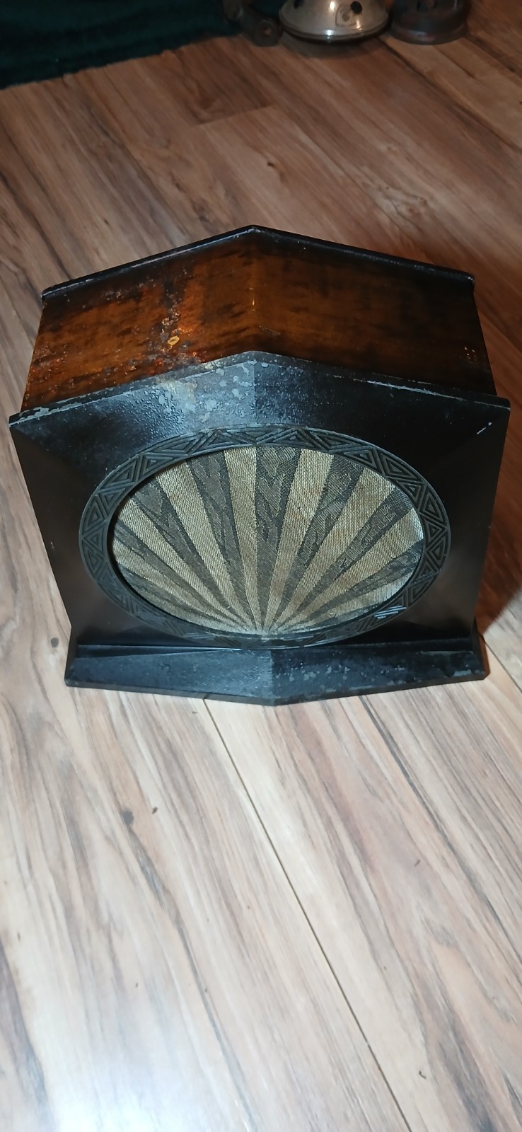 Vintage Art Deco Radio Speaker Extension Speaker Sunburst Grille Untested