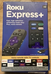 Roku Express + HD fast high def streaming made easy Plus voice remote