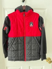 Jordan Boys Hybrid Jacket with hood Youth M Red/Black Full Zip Sleeve Logo