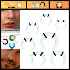 7Pcs Glass Septum Stretching Kit - C Shape Tapers, 14G to 2G, Nose Ear Jewelry