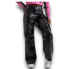 First Row - Wide Leather Cargo pants - Women’s Size Small - Black 