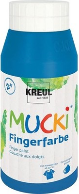 KREUL 23208 - Mucki leuchtkräftige Fingerfarbe, 750 ml in blau, auf Wasserbasis