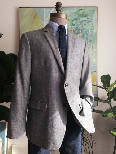 BANANA REPUBLIC Gray Wool Herringbone Sport Coat 44R Slim Fit Blazer - Bild 4 von 11