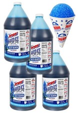 POPS  Shaved Ice Syrup 4 x 1 Gallon 128 Oz Blue Heaven Flavor, For Shaved Ice 