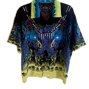 La Rocka BC Ethic Camp Shirt Medium Black Magic Voodoo Tiki Witchcraft Vintage
