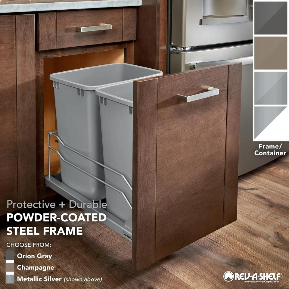 Rev-A-Shelf Double Pull Out Trash Can with Soft-Close 53WC-1835SCDM-217 - Image 2 of 4