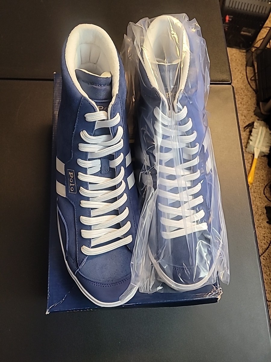 Polo Ralph Lauren Court VLC Men’s 13 White Navy Grey Suede Detailed Refreshed Polo Ralph Lauren Court VLC suede combo sneaker shoes Gray  main image 4